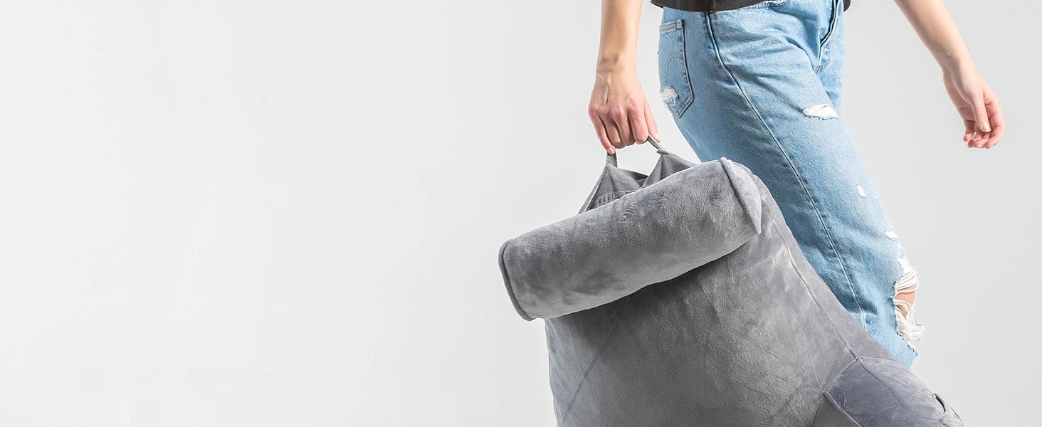 Подушка для читання Ella Lesekissen для ліжка та дивана з знімною подушкою для шиї - подушка для спини - подушка для читання з піною з пам'яті з підлокітниками, ідеально підходить для читання, перегляду телевізора, лінощів або як підтримка спини - сіра