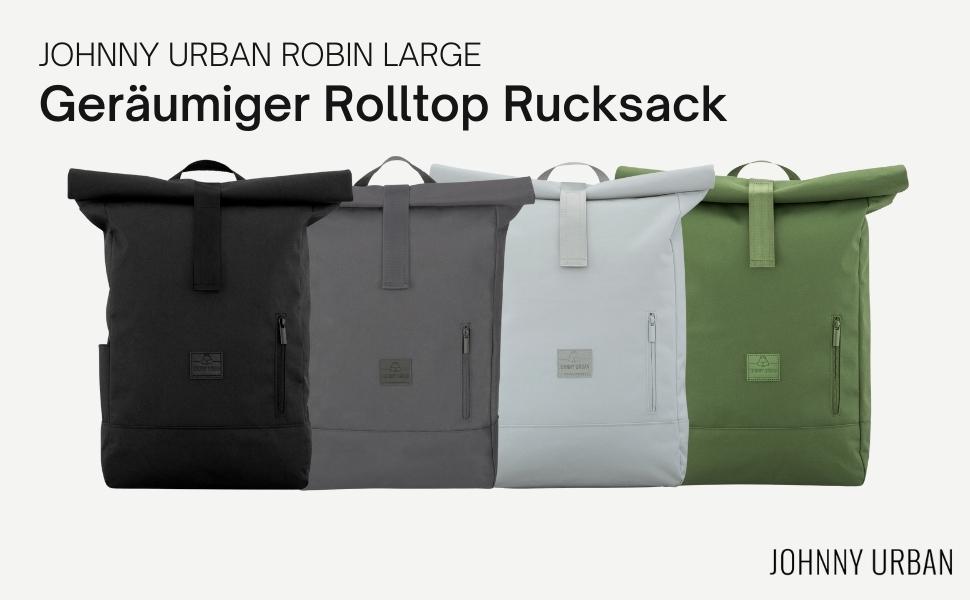 Рюкзак Johnny Urban Rolltop для жінок і чоловіків - Robin Large - Денний рюкзак з відділенням для ноутбука 16 дюймів - Перероблений ПЕТ - 18-22 л - Водовідштовхувальний Один розмір підходить для всіх Червоний