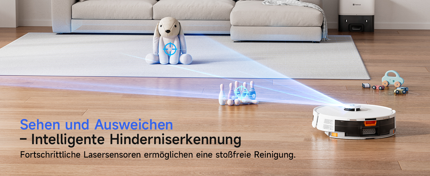 Робот-пилосос Redkey R11 з функцією миття, 20000Pa, док-станція 4L, захист від намотування волосся, LiDAR навігація, керування через додаток, для килимів та шерсті тварин