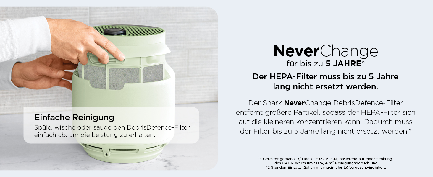 Повітряний фільтр Shark NeverChange HP150EU: для приміщень до 60 м², HEPA-фільтр на 5 років, уловлює 99,97% алергенів, авто-режим, тиха робота, LED-дисплей, білий