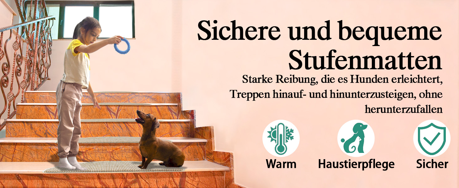 Килимок для сходин Qingbei Rina 22x65 см, набір з 15 шт, бежевий, антиковзкий, самоклеючий для дерев'яних сходин