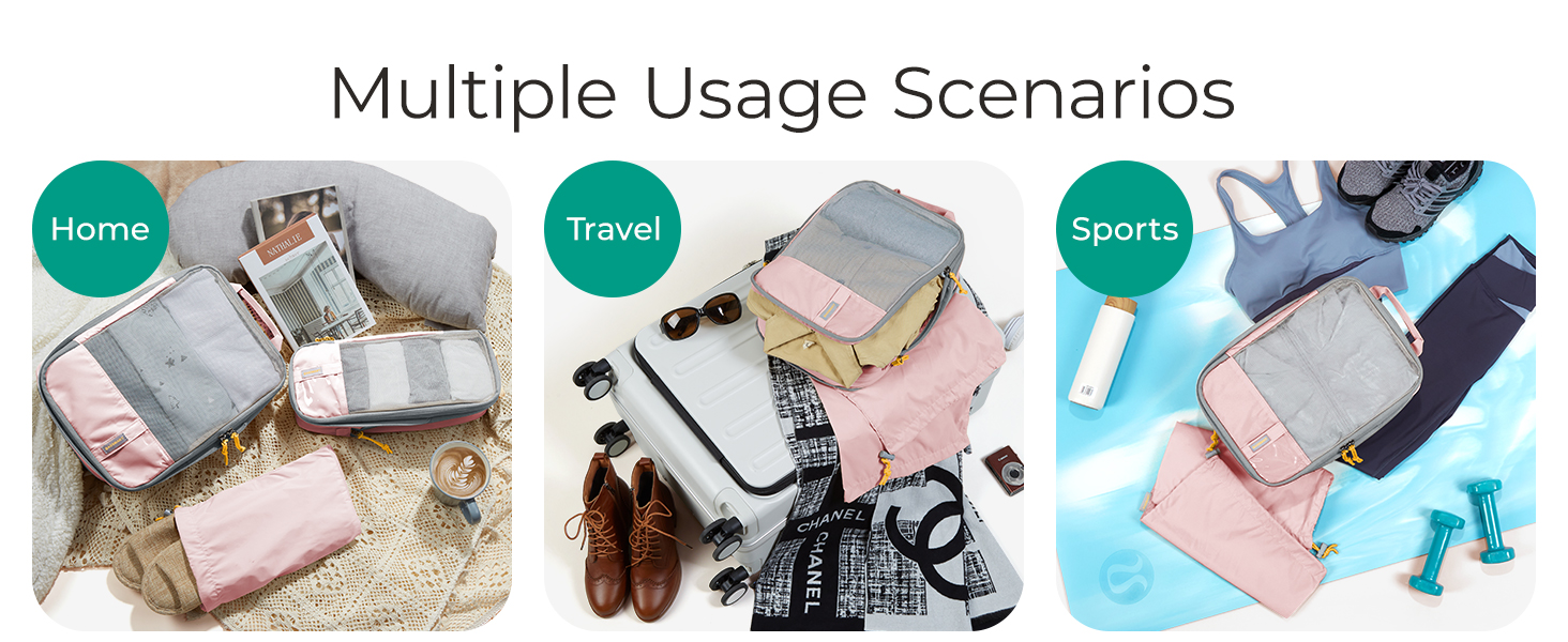 Набір органайзерів для одягу та подорожей BAGSMART (6 предметів), компресійні пакувальні куби з мішком для білизни, чорний