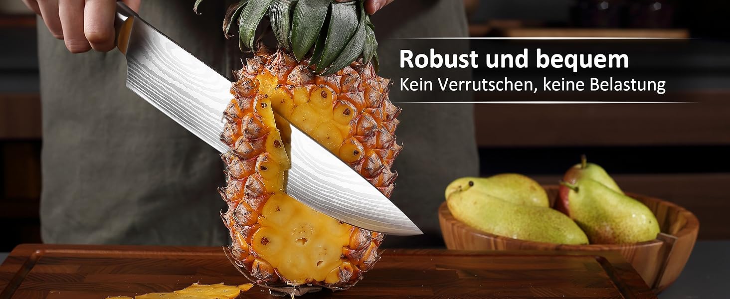 PAUDIN Ніж Сантоку з Дамаску, 13 см - професійний кухонний ніж, висока якість, гостра сталь, ергономічна ручка G10