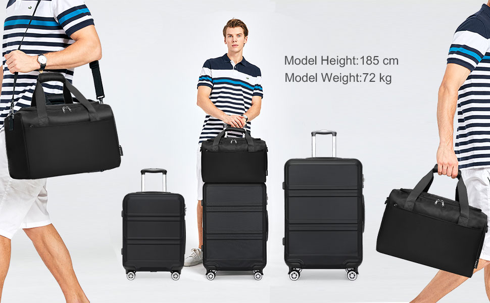 KONO Набір валіз-ролерів 2 в 1, 55 см, ручна поклажа, кремовий, набір для подорожей