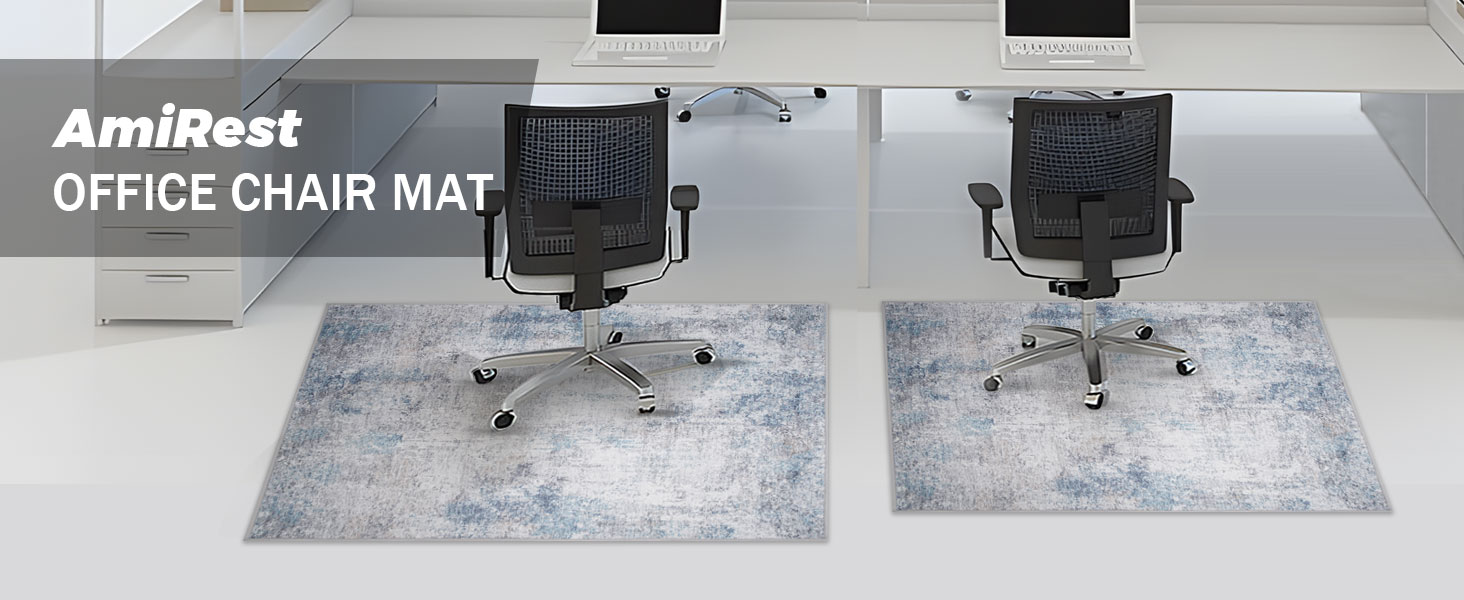 Килимок під офісне крісло 90x120 см, захист для підлоги, антиковзаюча підкладка, для ламінату та плитки (120 x 150 см, блакитно-сірий абстрактний)