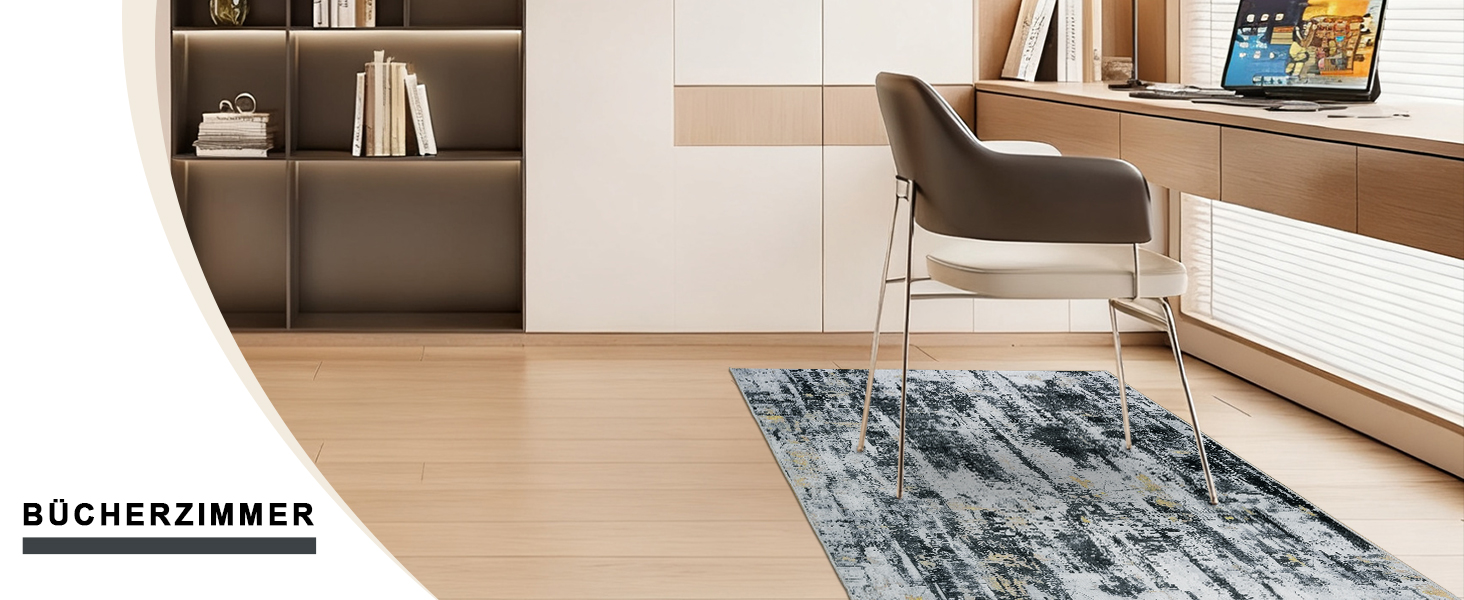 Килимок для підлоги під стілець для твердої підлоги Бохо, килимок для столу, антиковзний килим для офісного стільця (120x150 см, Чорне Золото)