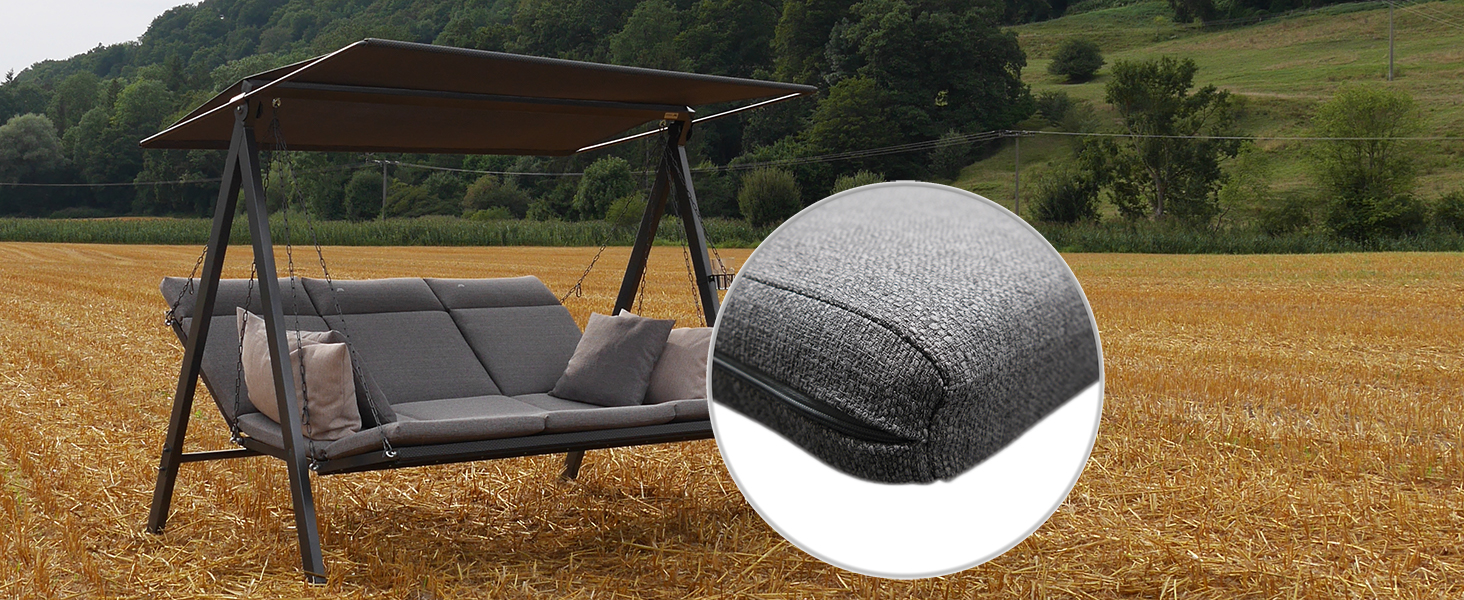 Гойдалка Анґерер Голлівуд Лаунж Смарт – зручна гойдалка для сидіння, відпочинку та сну, з функцією ліжка, легка збірка, Made in Germany, преміум-якість, бежева тканина