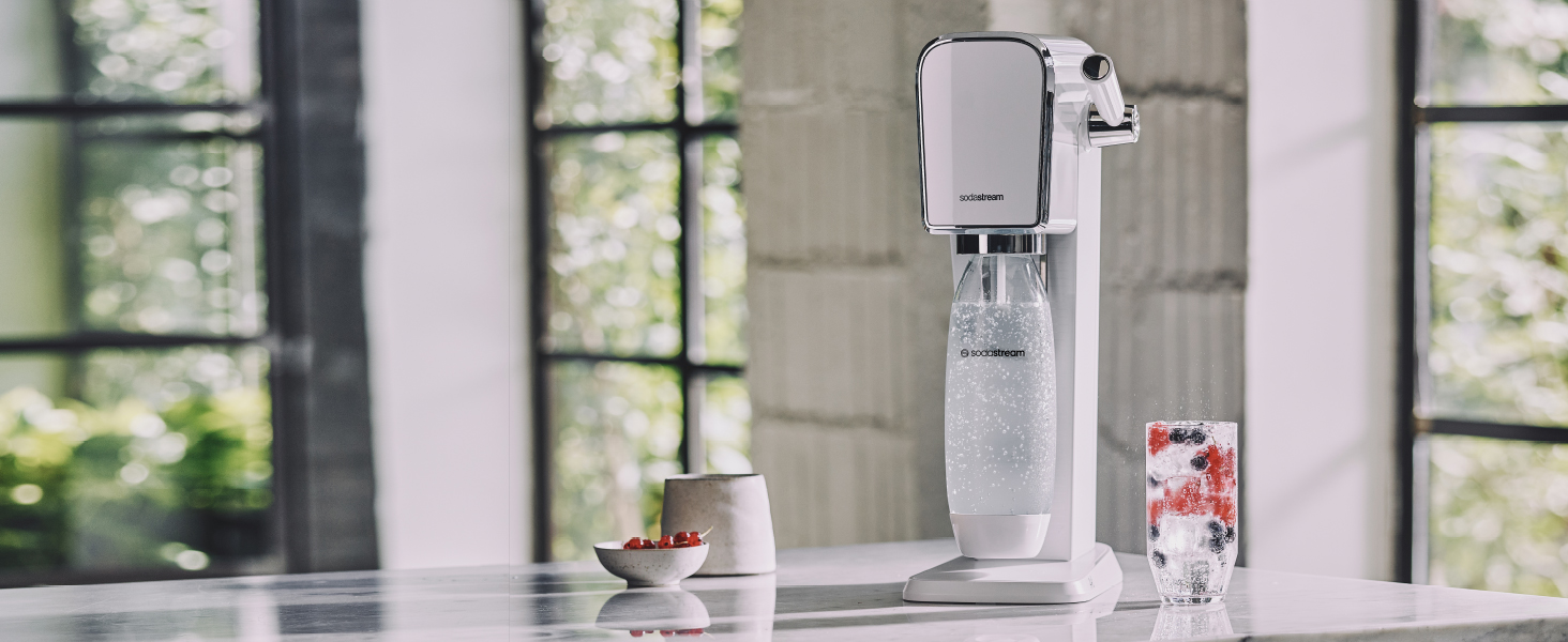 Сифон для газування води SodaStream ART, пляшка 1л та циліндр CO2, чорний