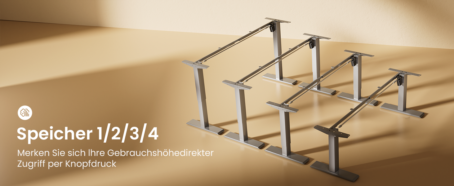 Електричний регульований стіл MAIDeSITe T1 Pro (Сірий) з 4 пам'яттю висоти та потужним мотором