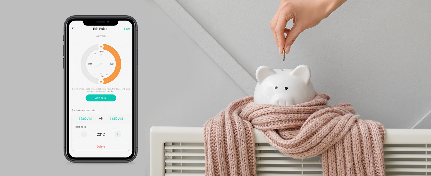 TP-Link Kasa Smart Термостат для радіатора WiFi Starter Kit (Хаб + 1 Термостат), Керування опаленням через додаток Kasa, Геофенсинг, Розпізнавання відкритих вікон, Matter, Сумісність з Alexa