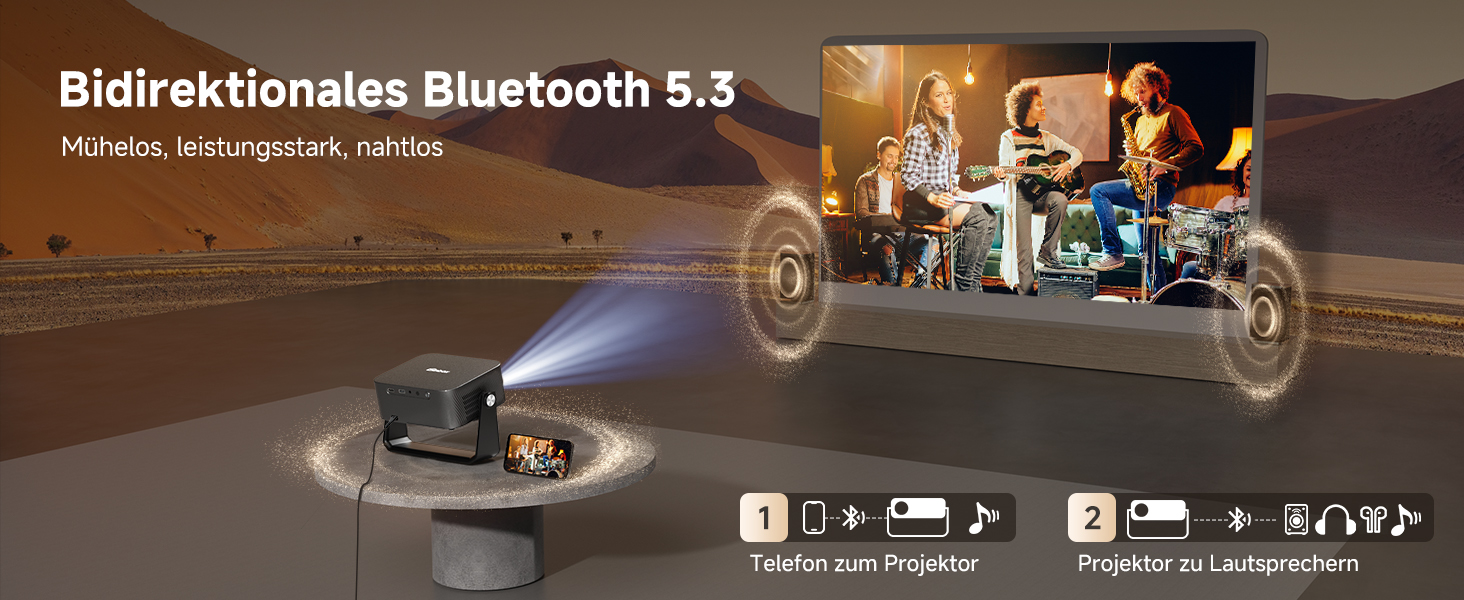 Розумний 4K проектор iSinbox з Netflix, автофокусом та корекцією трапеції, WiFi 6, Bluetooth 5.3, HDR10+, портативний домашній кінотеатр, сірий