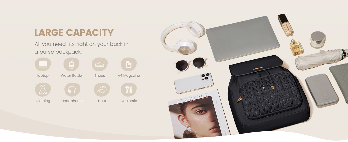 LOVEVOOK Рюкзак жіночий маленький, елегантний міський, водонепроникний, міні-рюкзак для щодня, сучасний, для відпочинку, подорожей, школи, роботи, чорний, 13 дюймів