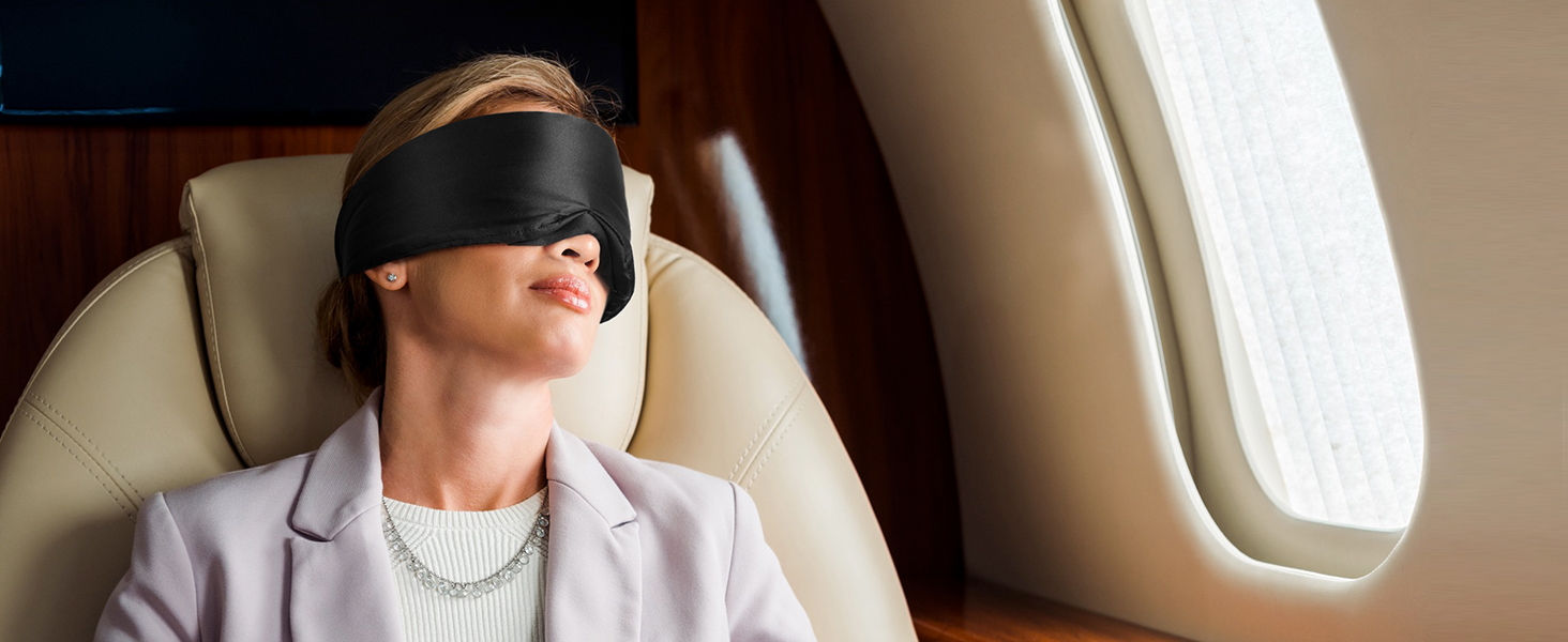 Шовкова маска для сну LitBear, 100% шовк 22 momme, для жінок та чоловіків, регульована, з підкладкою, чорна