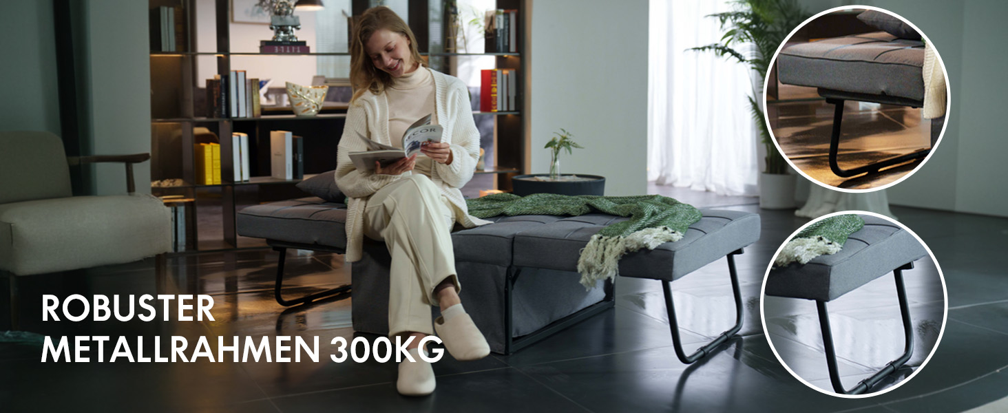 Крісло трансформер FLEXISPOT для вітальні з пуфом, розкладне крісло-ліжко, сірий, 91x69x35 см, витримує до 300 кг