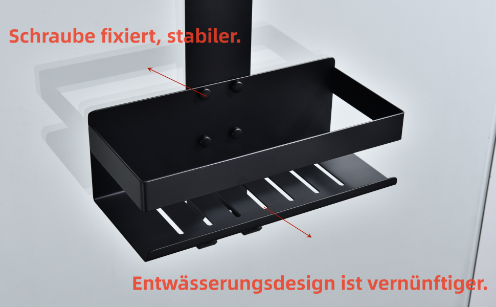 Настінна полиця для душу з нержавіючої сталі SUS304, 2 яруси, з гачками для скляних душових кабін, K07-23MB-2GL