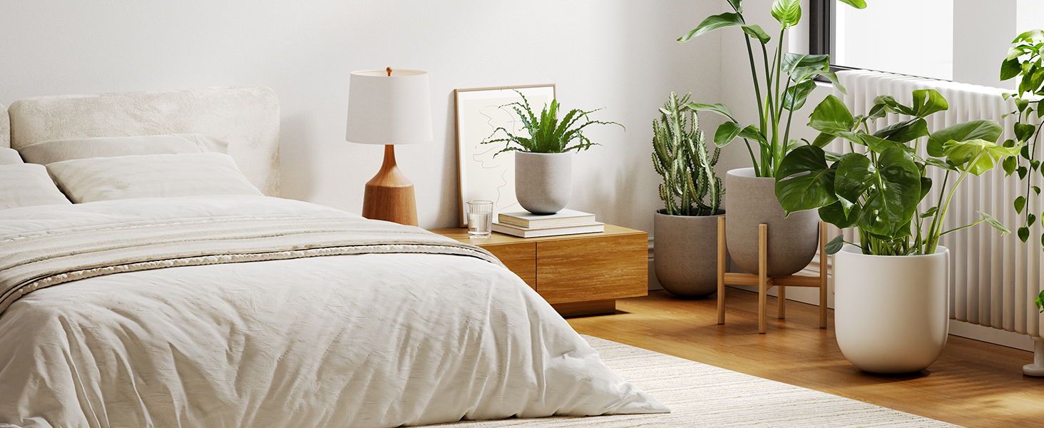 Керамічний горщик для квітів LE TAUCI, 30 см, з дренажним отвором, сірий