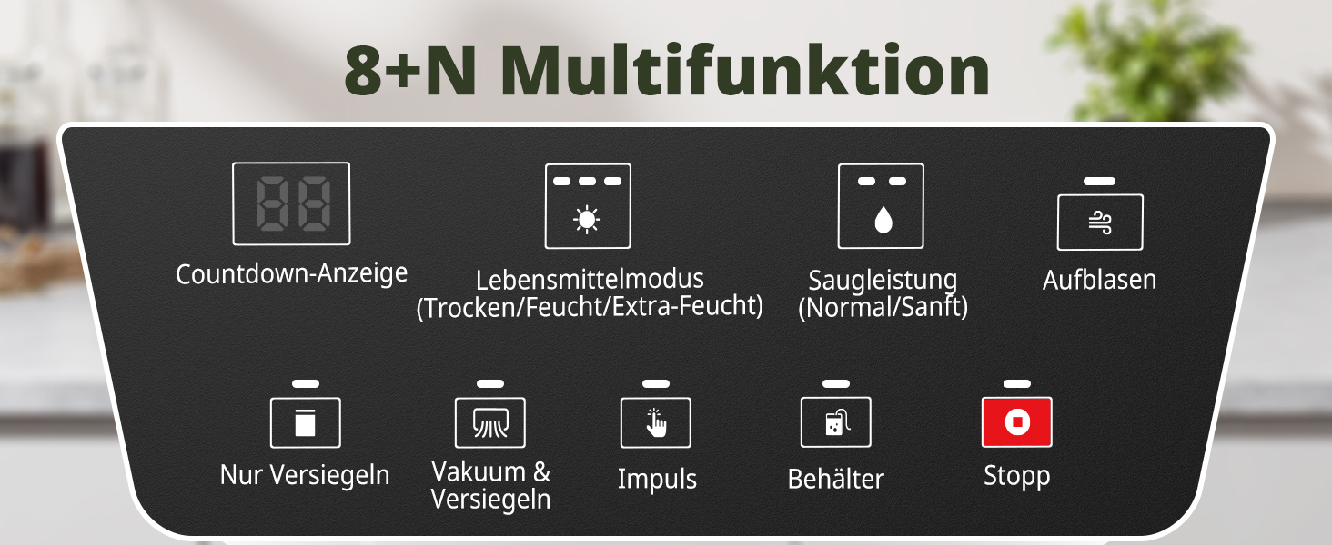 Вакууматор AIRMSEN 95 кПа з функцією підкачки, професійний вакуумулятор для сухих та вологих продуктів, 120 Вт, з відсіком для рулонів, різаком та шлангом, подвійний шва 2x3 мм