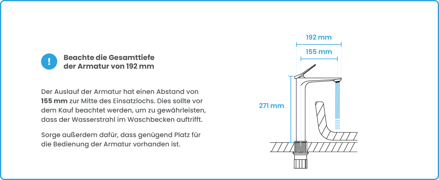 Чорний матовий змішувач для умивальника Bächlein Aldeya - набір для монтажу, сучасний дизайн