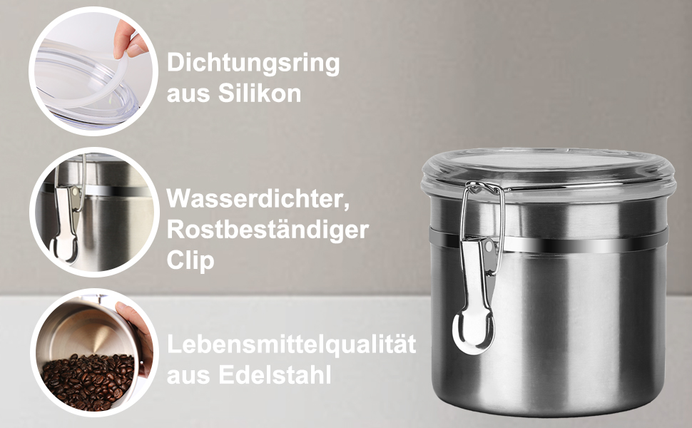 Контейнер для кави та продуктів з нержавіючої сталі, 1.2л, набір 2 шт, BPA-free