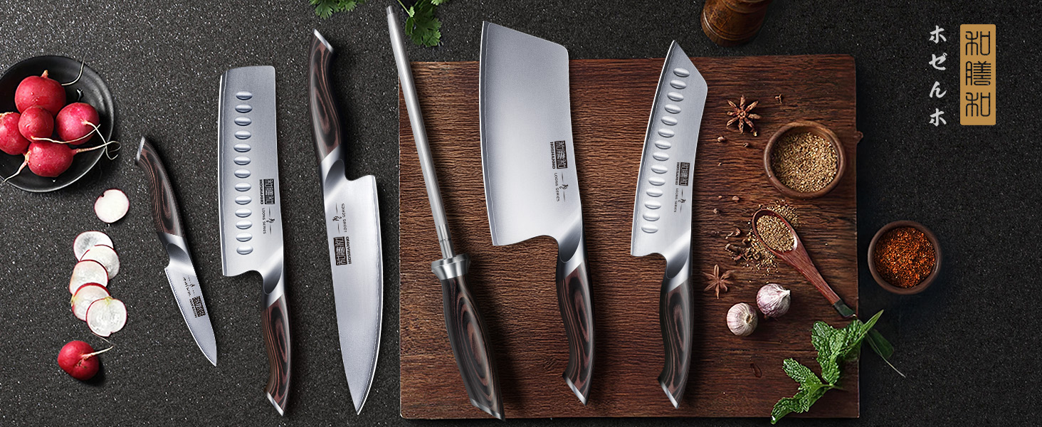 Набір кухонних ножів HOSHANHO: професійний шеф-ніж з нержавіючої сталі, 25 см, ергономічна ручка, подарункова коробка