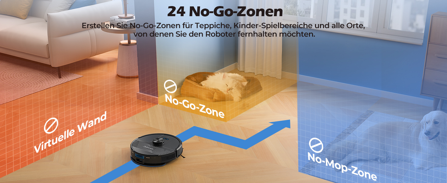 Робот-пилосос Lubluelu SL68 Plus 3-в-1 з функцією миття, 4500Pa, лазерна навігація, керування через додаток, 24 зони заборони для шерсті тварин, килим