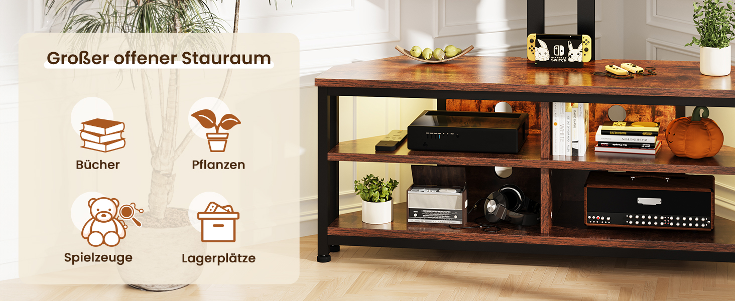 Тумба під ТВ Dripex з LED-підсвічуванням, кутова, 106x45.5x36 см, коричнева