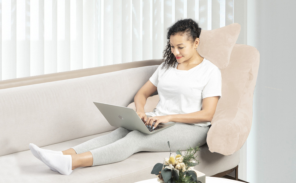 Велике крісло-мішок для читання, 78,7 см, з підголовником та підлокітниками, спинка для читання та відпочинку, сірий (бежевий, середній)