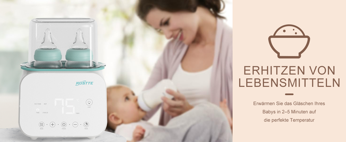 Підігрівач для дитячих пляшечок Baby 10-в-1: розігрів суміші, розморожування, приготування їжі, таймер 24 год