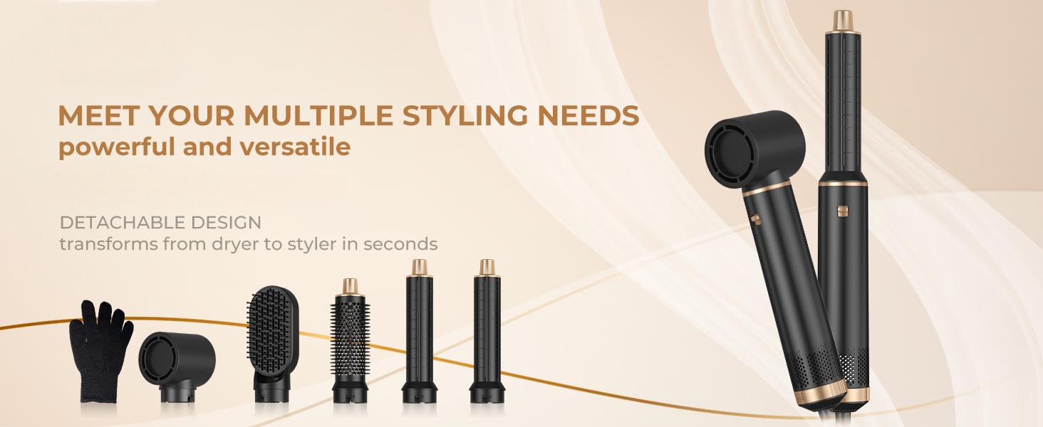 Airstyler 5 в 1: Фен-щітка, плойка, гаряче повітря для укладки волосся Schwarz/Gold