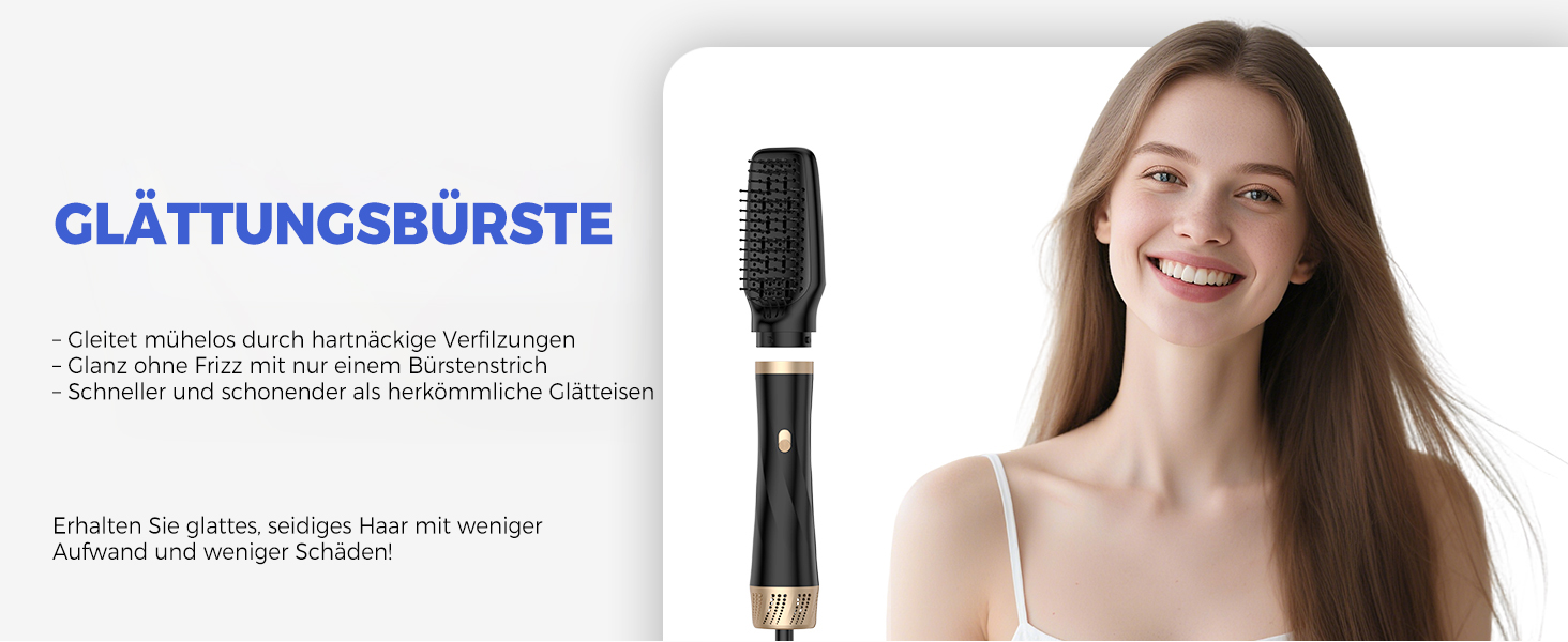 UMIGA Airstyler 5 в 1: Фен-щітка, кругла щітка, плойка та випрямляч для волосся 1000 Вт, 3 режими нагріву, рожево-чорний