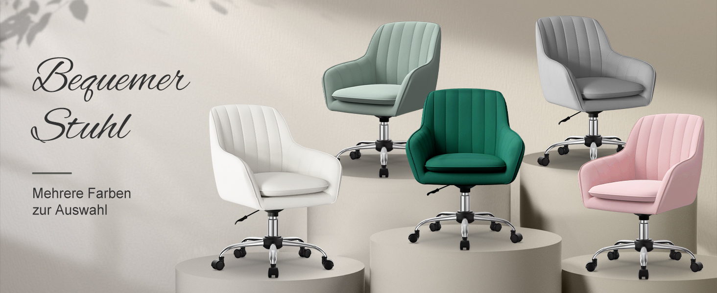 Крісло для робочого столу Daccormax, крісло для туалетного столика, обертове крісло до 150 кг, офісне крісло з регулюванням висоти, крісло для дому з м'якою оксамитовою оббивкою, комфортне для робочого кабінету, спальні, офісу, рожеве/рожеве