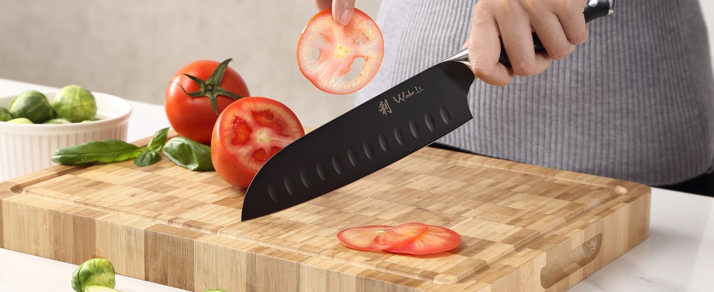 Набір кухонних ножів Wakoli Titanium Noir (5 предметів) з бруском - професійний набір кухонних ножів з титанового покриття, нержавіюча сталь, чорний колір, магнітний бруск