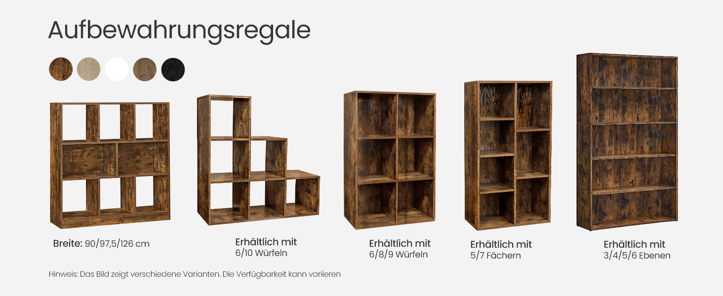 Стелаж VASAGLE для книг та зберігання, 6 відділень, для офісу, вітальні, спальні, в стилі рустік, колір: коричневий