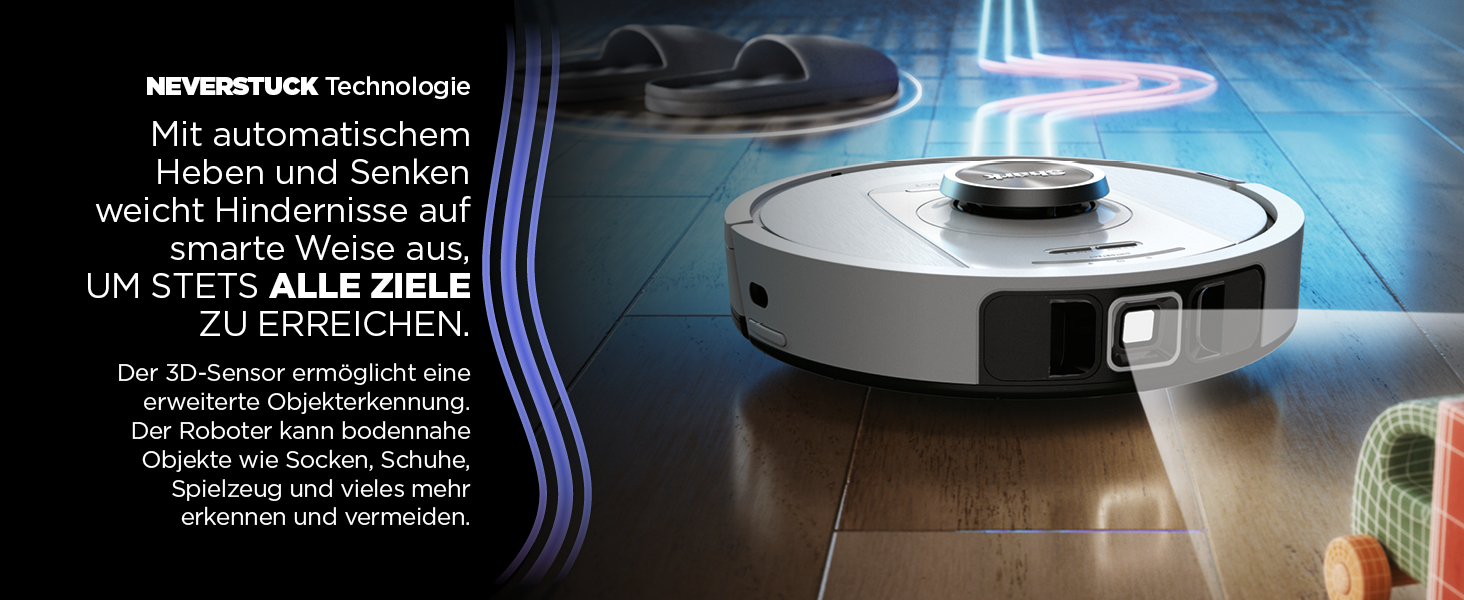 Робот-пилосос Shark PowerDetect з автопорожненням, самоочищення, до 60 днів роботи, для шерсті тварин, килимів та твердих підлог, з 3D та LiDAR навігацією, 14,5 см, білий