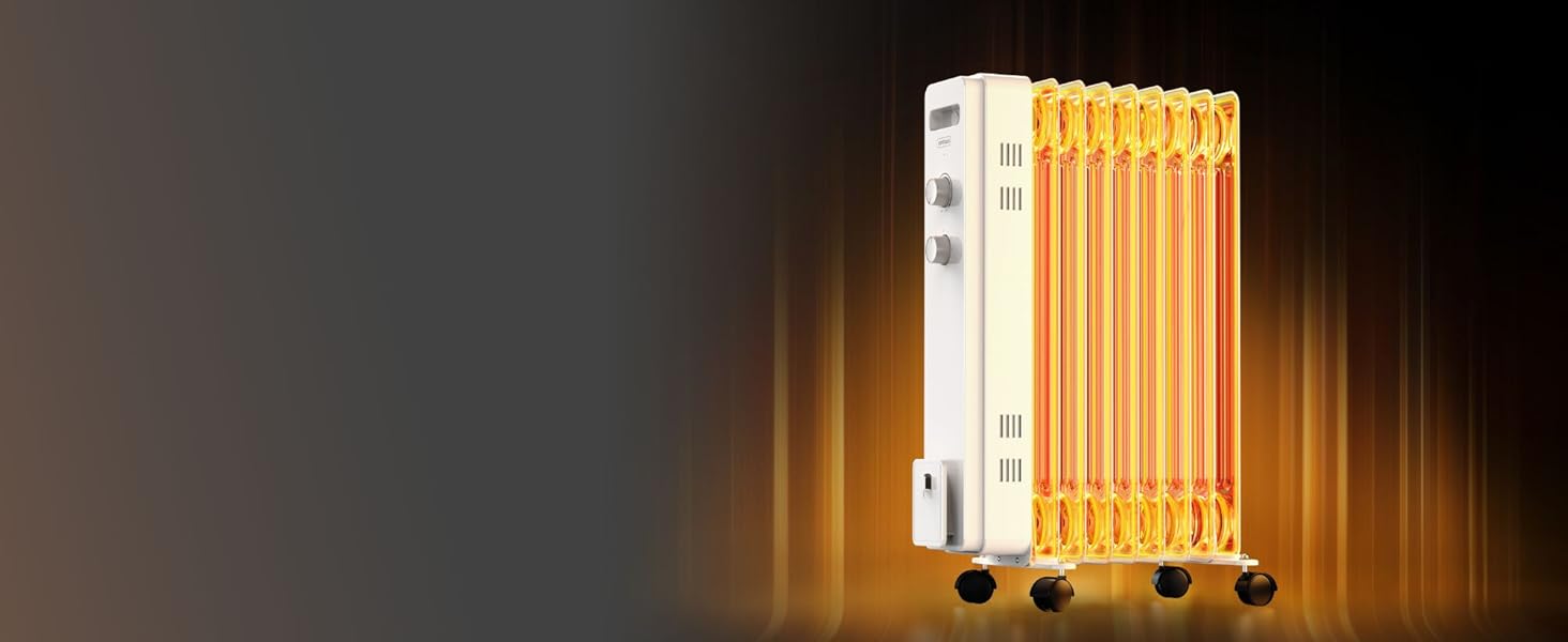 Масляний радіатор VonHaus 2.5 кВт з термостатом, білий (9 ребер)