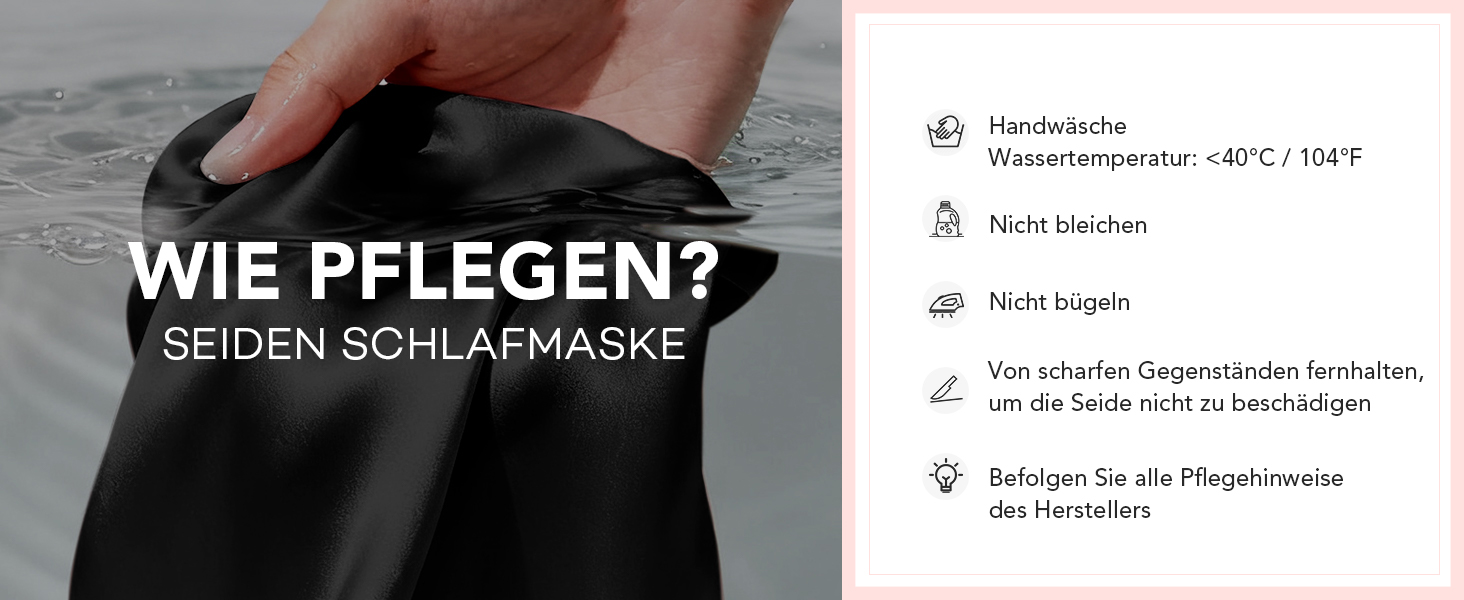 Маска для сну LitBear з шовку для тих, хто спить на боці, 100% шовк 22 momme 6A тутового шовку, блокує світло, для жінок та чоловіків, з чохлом для зберігання та гумкою для волосся (Чорна)