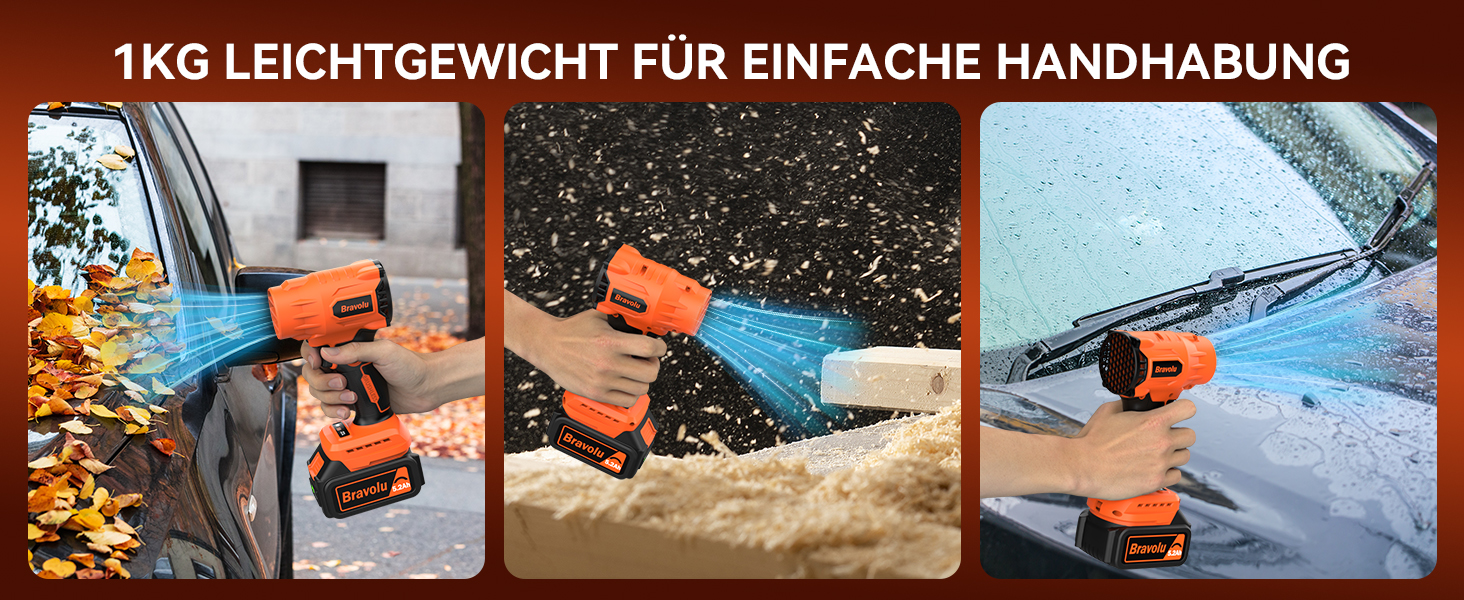 Акумуляторний повітродувач Bravolu 21V, 210 км/год, 4.0 Ah, 6 швидкостей (5200mAh)