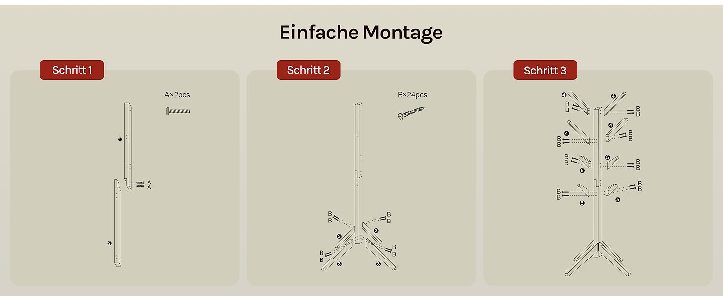 Вільхувана вішалка для одягу WOLTU з 8 гачками, дерев'яна, 180 см, білий+натуральний колір