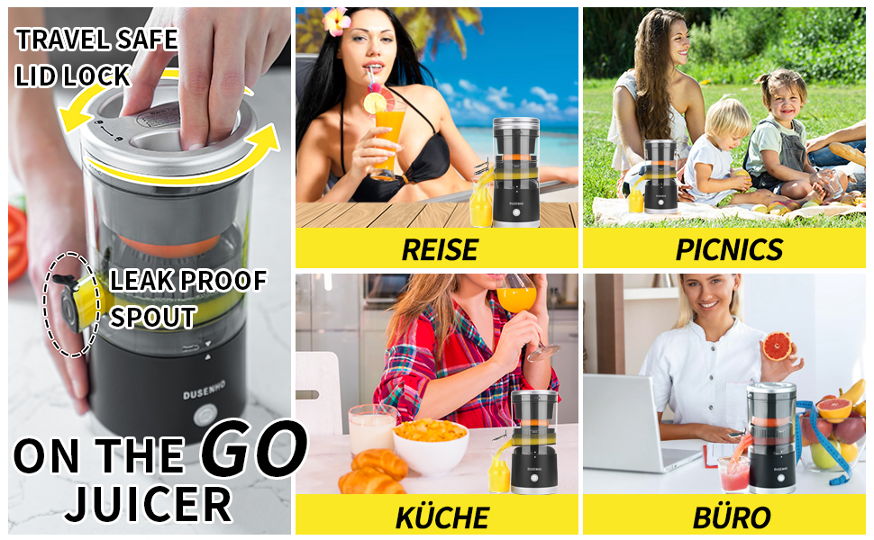 Електрична прес для цитрусових: соковитискач USB для апельсинів, лимонів, грейпфрутів (чорний + срібло)