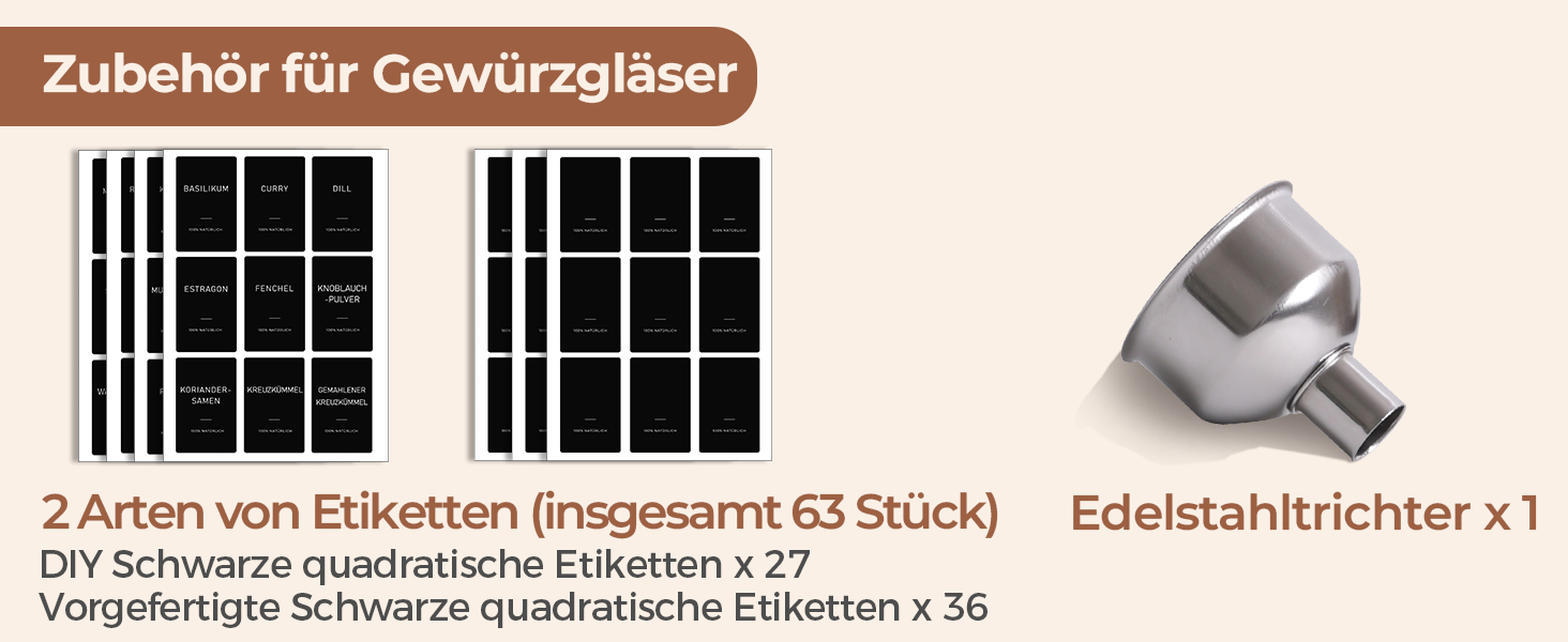 Набір банок для спецій ComSaf (24×120 мл) з мітками, дозатори, з нержавіючої сталі, органайзер
