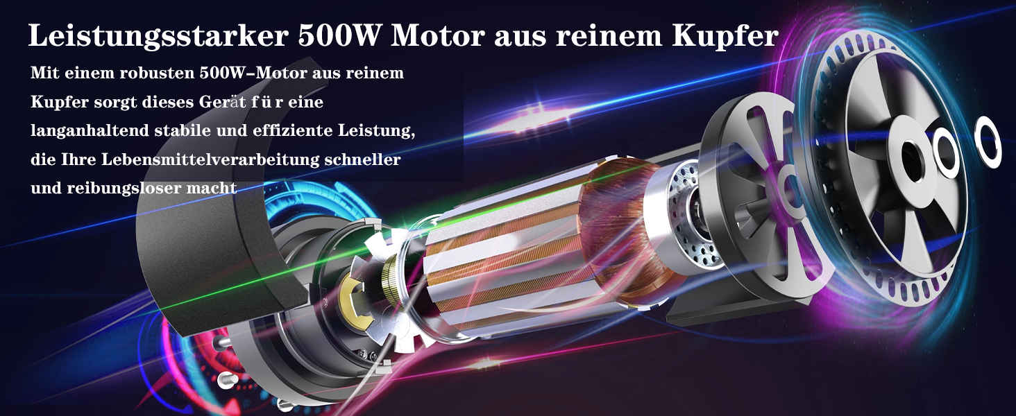 Електричний подрібнювач для кухні [500W] з нержавіючою сталлю, 2L чаша (скло+нержавіюча сталь) – кухонний комбайн для дитячого харчування, м'яса, овочів, цибулі (мідний двигун)