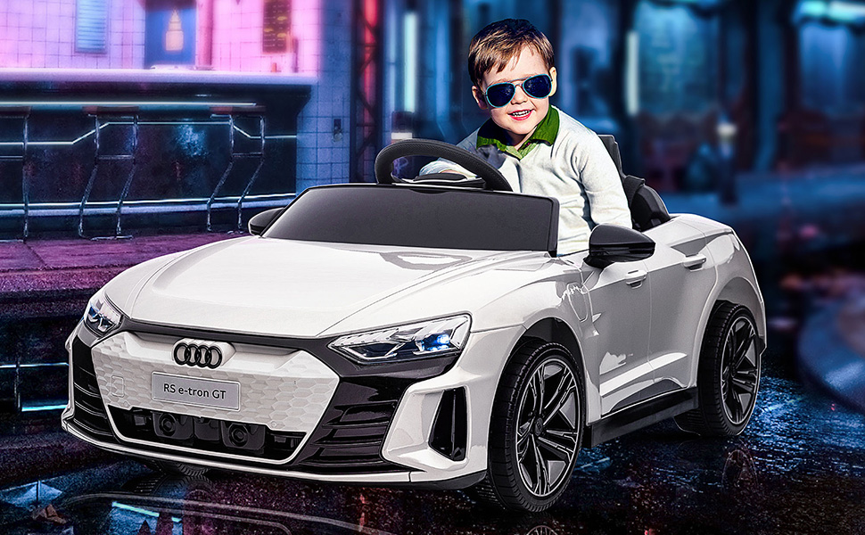 Електромобіль для дітей HOMCOM Audi RS e-tron GT з пультом, ременем безпеки, звуками, фарами, 3-5 років, білий