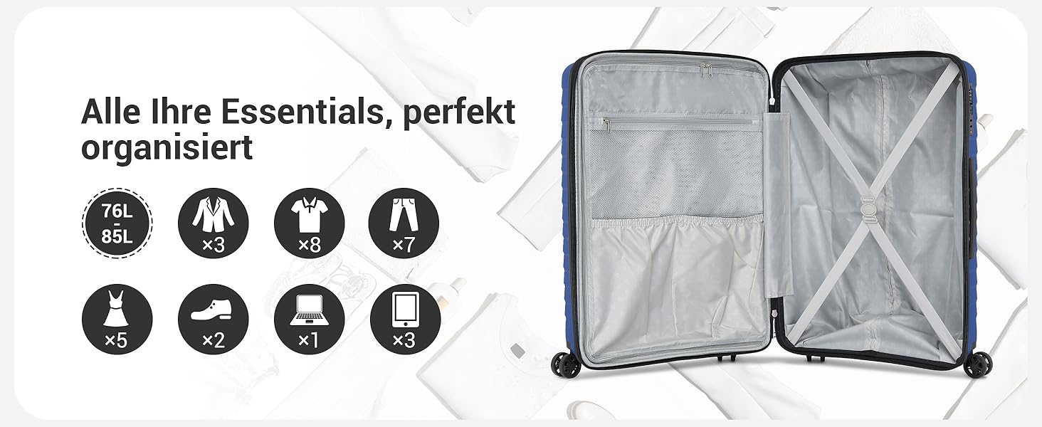 Чохол KONO середнього розміру з жорсткою обшивкою, валіза з 4 колесами, розширювана, легка, з тримачем для напоїв та TSA замком (зелений, L)