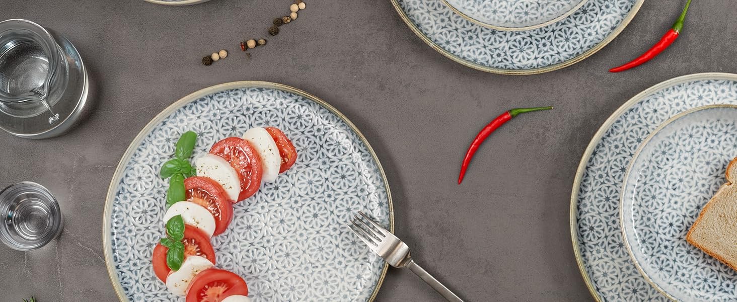 Набір посуду Moritz & Moritz ALHAMBRA на 12 осіб (36 предметів) з високоякісного порцеляну - сучасний сервіз, тарілки, десертні тарілки, піали