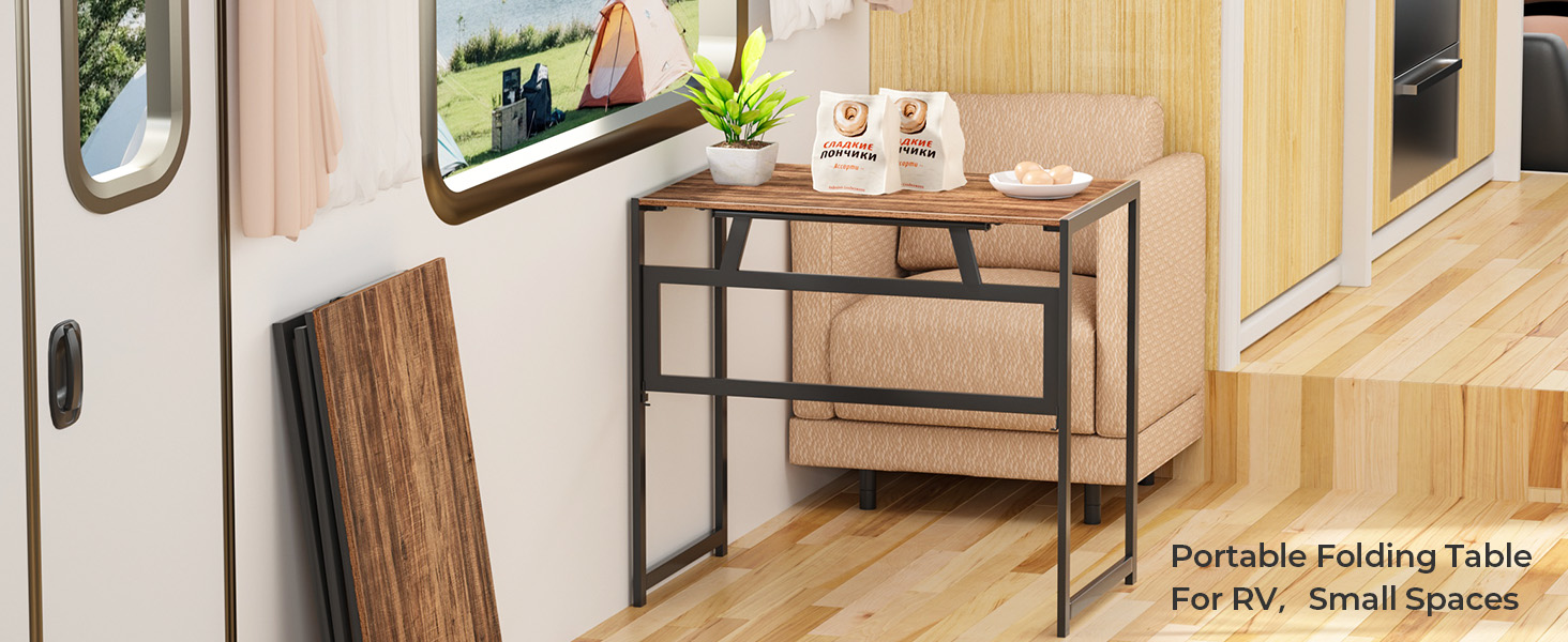Складний стіл GreenForest 80x48 см для дому, офісу та саду, коричневий - компактний та зручний