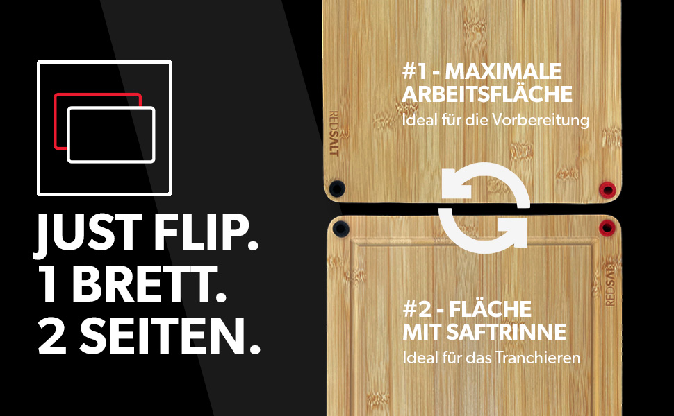 Набір дерев'яних обробних дощок REDSALT® з бамбука (3 шт.) | Антибактеріальні, з глибокою канавкою для соку, розміри 38x26, 32x22, 26x18 см | Сертифіковані FSC, преміум-якість