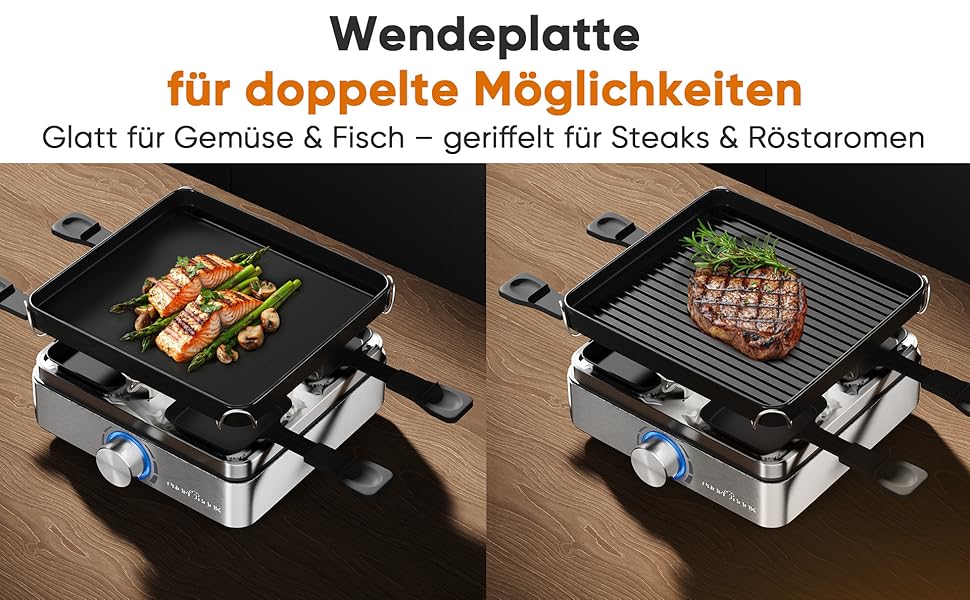 Raclette ProfiCook RG 1301 для 4 осіб | з 4 сковорідками та шпателями | Ракле | 800W