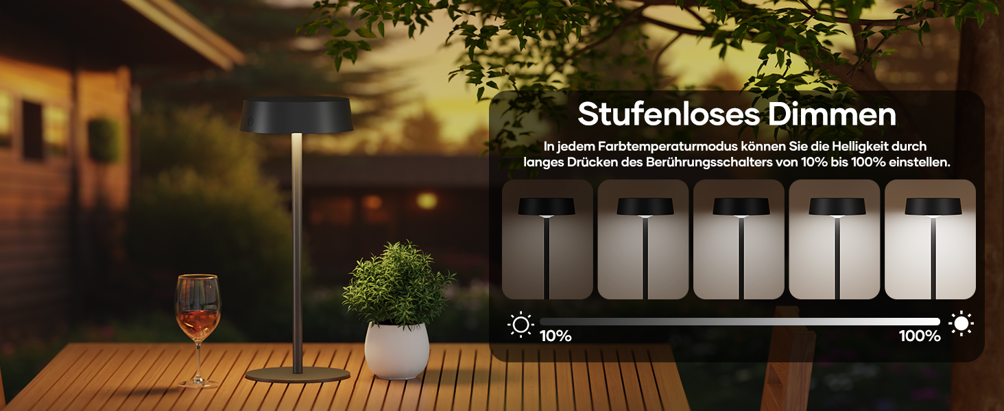 Сонярна LED лампа Suright настільна, акумуляторна, USB-C, 3 режими, регулювання яскравості, IP65, чорна