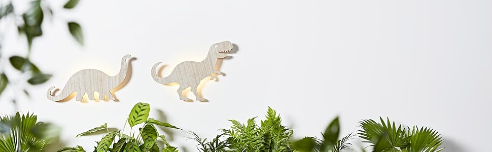 Дитячий настінний світильник T-Rex - дерев'яний світлодіодний нічник  настінний світильник з дистанційним управлінням і таймером, 4fun