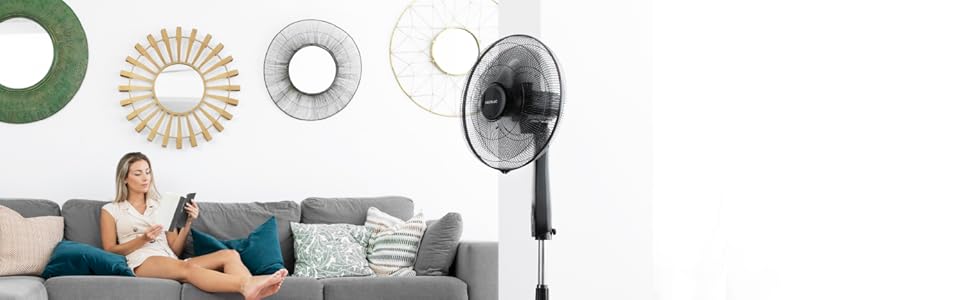 Вентилятор підлоговий Cecotec EnergySilence 610 Max Flow 70 Вт, діаметр 40 см, 4 швидкості, таймер 2 години, поворот 90°, регульований кут нахилу та висота, чорний